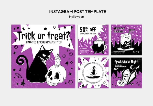 PSD las publicaciones de instagram de la celebración de halloween