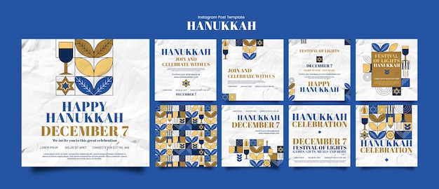 PSD publicaciones de instagram de celebración de hanukkah