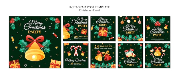 PSD publicaciones de instagram de celebración de navidad