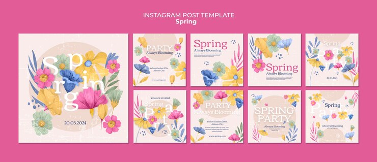 PSD las publicaciones de instagram de la celebración de la primavera