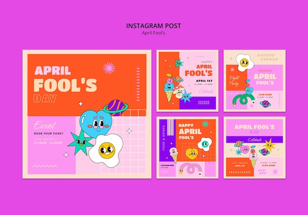 PSD las publicaciones de instagram de la celebración del primer de abril