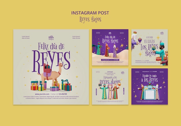 PSD las publicaciones de instagram de la celebración de reyes magos