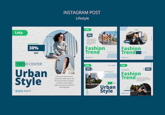 PSD publicaciones de instagram de concepto de estilo de vida