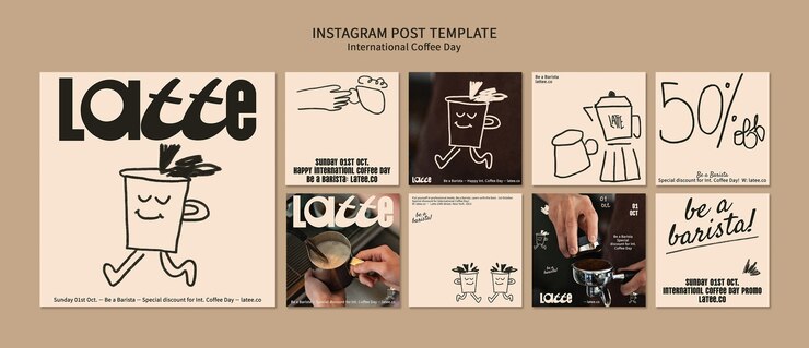 PSD publicaciones de instagram del día internacional del café.