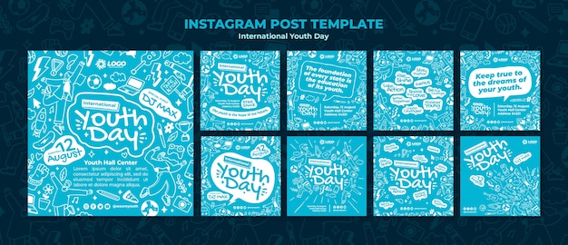 PSD publicaciones de instagram del día internacional de la juventud