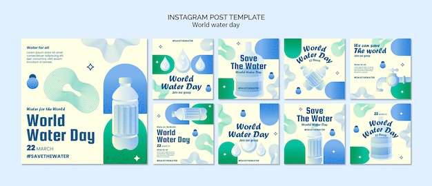 PSD publicaciones de instagram del día mundial del agua