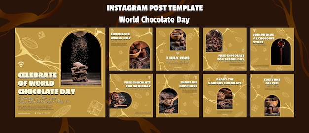 PSD publicaciones de instagram del día mundial del chocolate