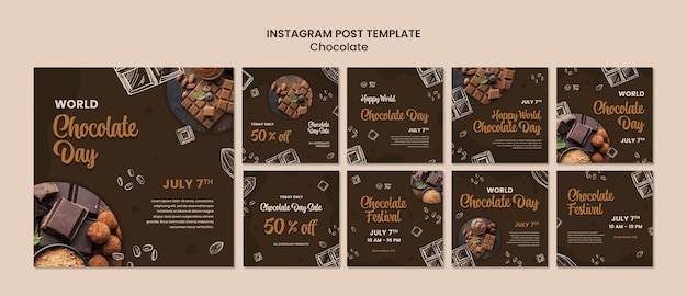 PSD publicaciones de instagram del día mundial del chocolate