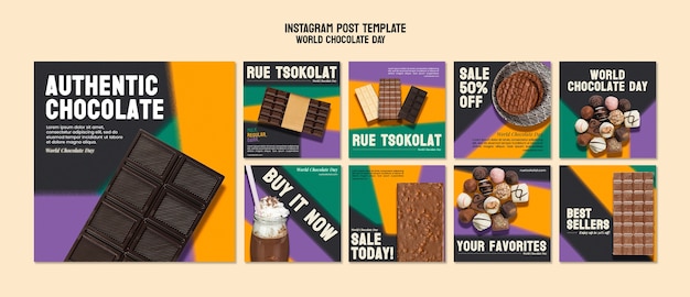 PSD publicaciones de instagram del día mundial del chocolate