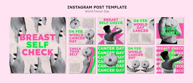 PSD publicaciones de instagram del día mundial contra el cáncer