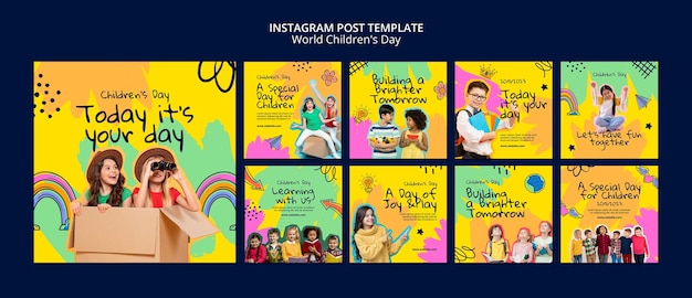 PSD las publicaciones de instagram del día mundial de la infancia