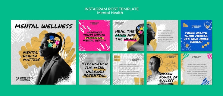 PSD publicaciones de instagram del día mundial de la salud mental