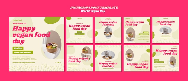 PSD publicaciones de instagram del día mundial vegano