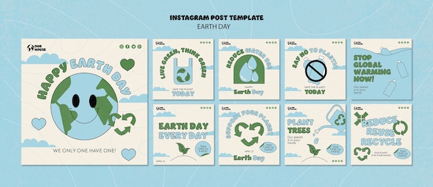 PSD las publicaciones de instagram del día de la tierra plana