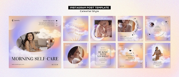 PSD publicaciones de instagram de estilo celestial