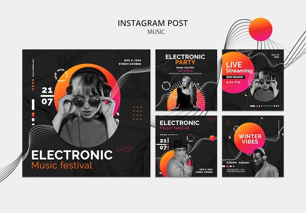 PSD publicaciones de instagram de eventos musicales