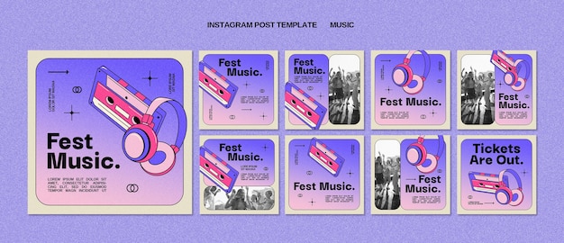 PSD publicaciones de instagram del festival de música