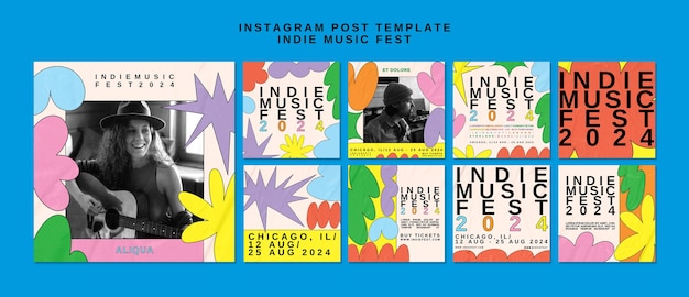 PSD las publicaciones de instagram de festivales de música