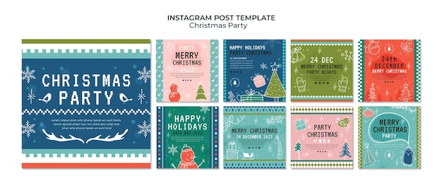 Publicaciones de instagram de fiesta de navidad dibujadas a mano