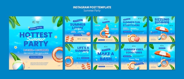 Publicaciones de instagram de fiesta de verano