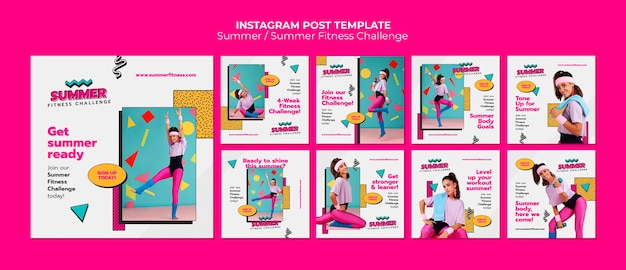 PSD publicaciones de instagram de fitness de verano