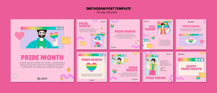 PSD publicaciones de instagram del mes del orgullo