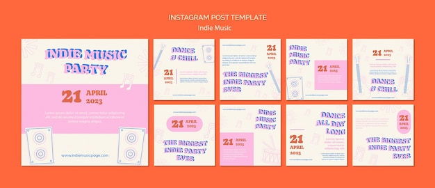 PSD publicaciones de instagram de música indie