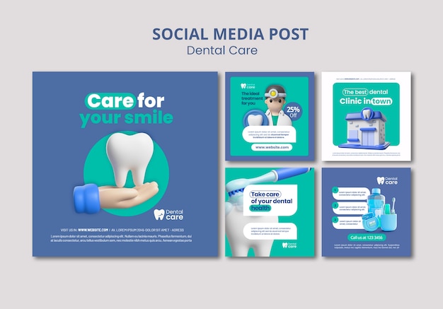Publicaciones de instagram sobre cuidado dental.