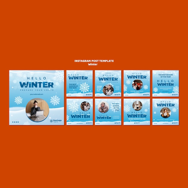 PSD publicaciones de instagram de la temporada de invierno.