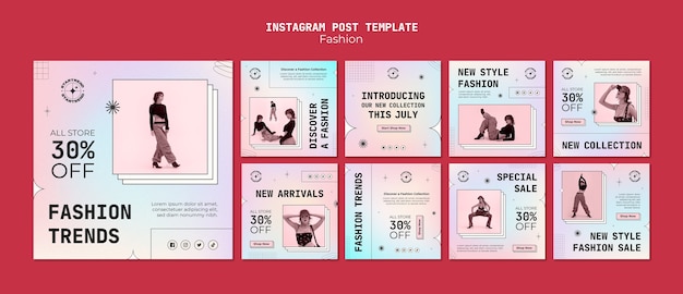 PSD publicaciones de instagram de tendencias de moda degradadas