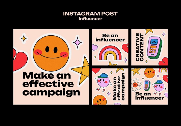 PSD publicaciones de instagram de trabajo de influencer de diseño plano