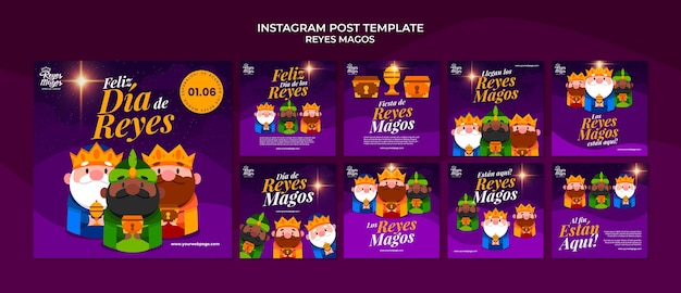 PSD publicaciones de instagram de la tradición de los reyes magos