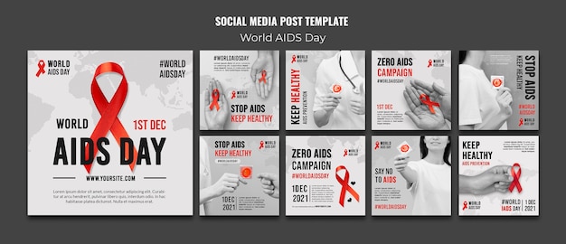 Publicaciones en las redes sociales del día mundial del sida con cinta roja
