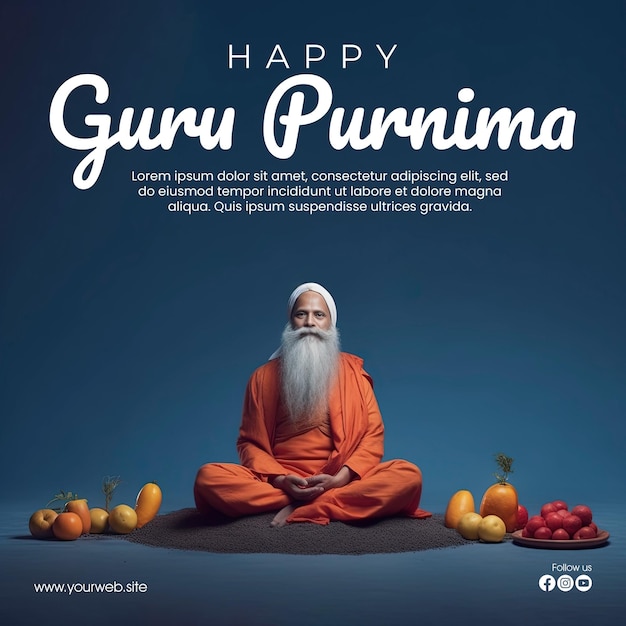 Publicaciones en las redes sociales de happy guru purnima