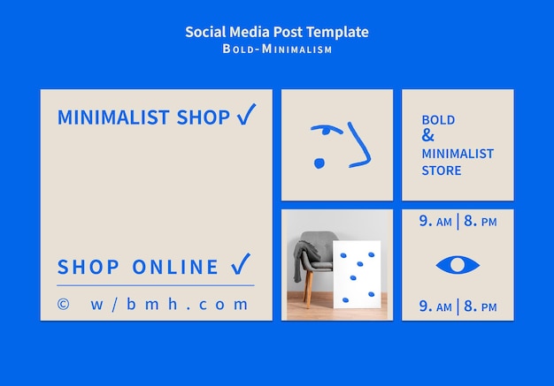 Publicaciones en redes sociales de minimalismo atrevido