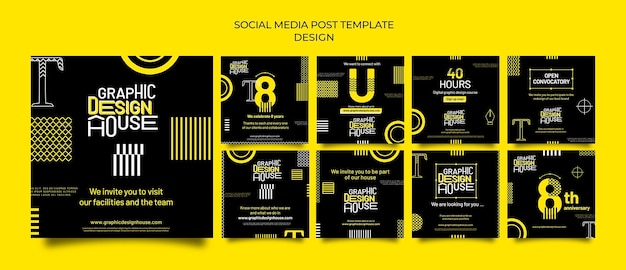 PSD publicaciones en redes sociales de servicios de diseño gráfico