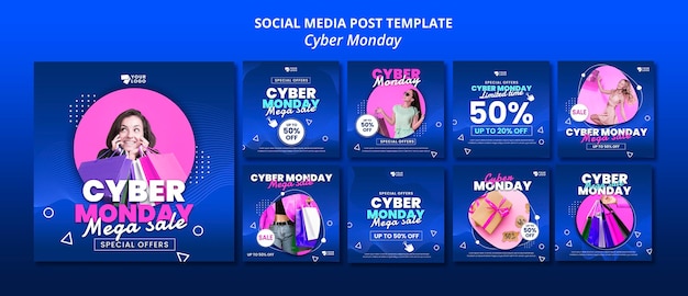 Publicações nas redes sociais da cyber monday