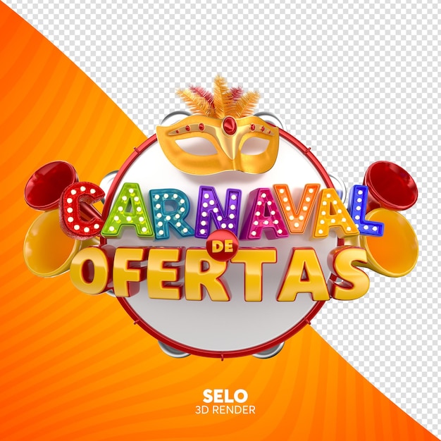 Publicar aviso de carnaval en redes sociales en brasil Plantilla de renderizado 3d para campaña en portugués