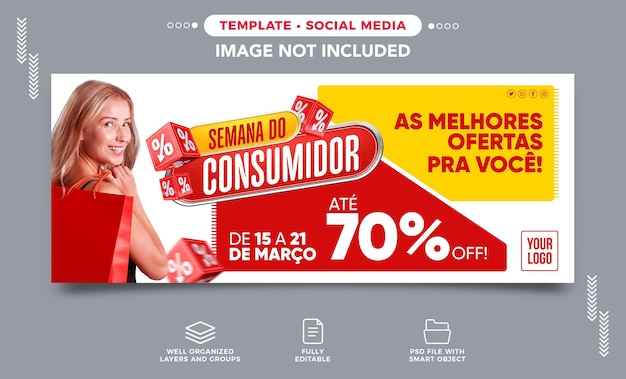 Publicar banner de mídia social semana do consumidor as melhores ofertas para você