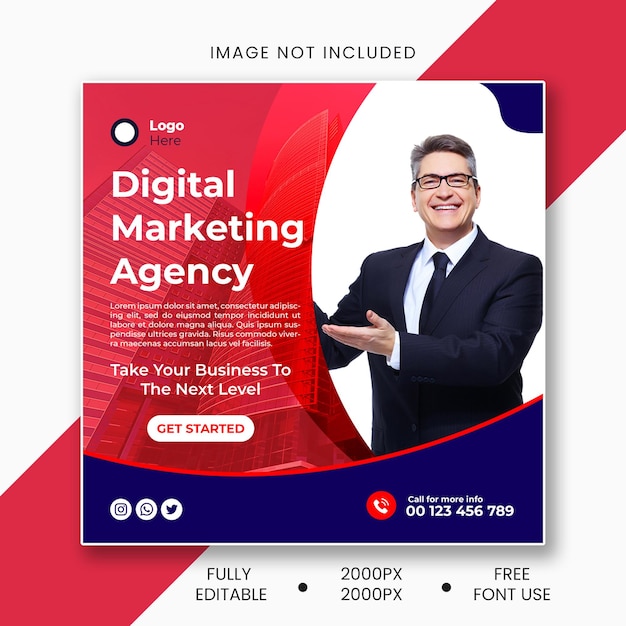 Publicar banner para Facebook Instagram Twitter LinkedIn con archivos editables PSD