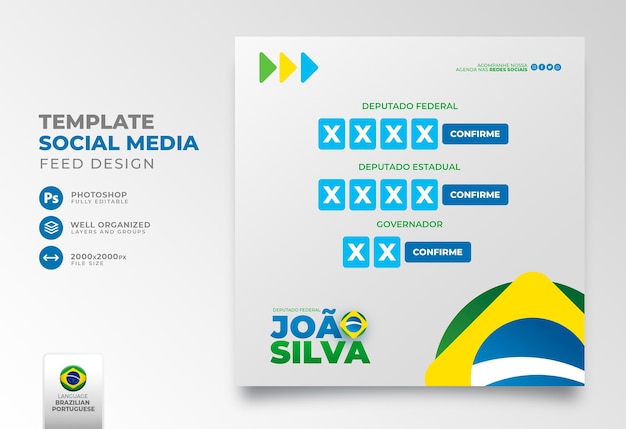 Publicar campaña electoral en redes sociales en Brasil para campaña de marketing en redes sociales en portugués