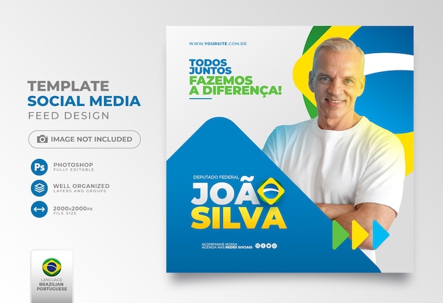 PSD publicar campanha eleitoral de mídia social no brasil para campanha de marketing de mídia social em português