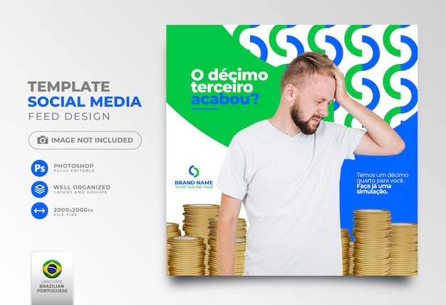 PSD publicar empresa de préstamo de redes sociales en portugués para campaña de marketing en brasil