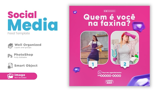 PSD publicar modelo de limpieza de redes sociales en portugués para campaña de marketing en brasil