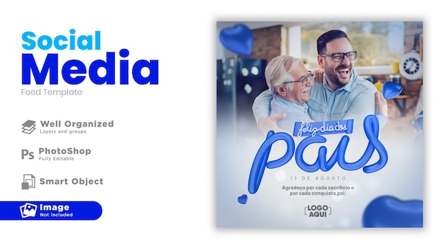 Publicar plantilla de feed de redes sociales feliz father039s day para celebrar