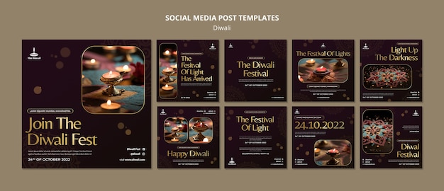 PSD publication instagram de la célébration de diwali