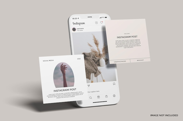 PSD publication instagram avec maquette de smartphone