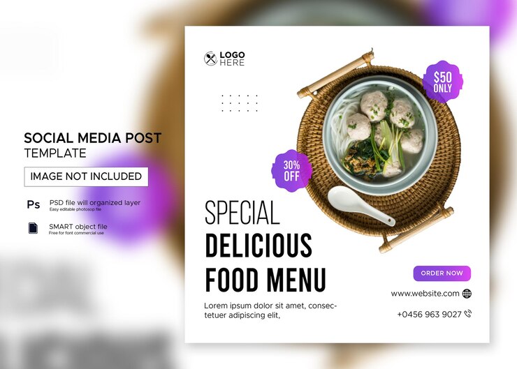 Publication De Médias Sociaux De Cuisine Asiatique PSD Premium