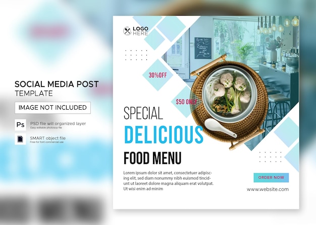 PSD publication de médias sociaux de cuisine asiatique psd premium