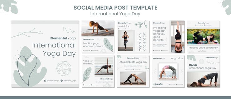 PSD publication sur les médias sociaux de la journée internationale du yoga